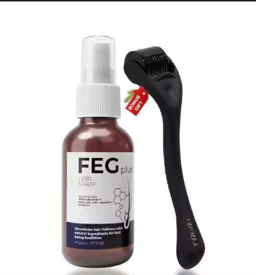Pack of 2 FEG Hair Growth Spray Plus Derma Roller, Suitable For Both Men and Women